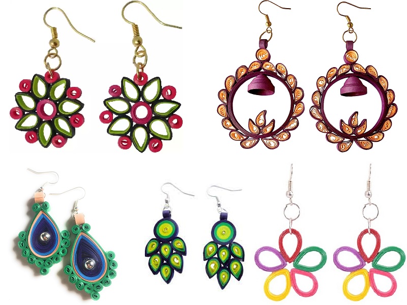 Designers Collection Golden Paper Quilling Earrings for Women  Kalpana  Neve Amazonin Fashion