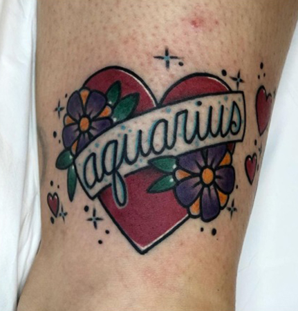 Aquarius Tattoo For Ladies With A Heart