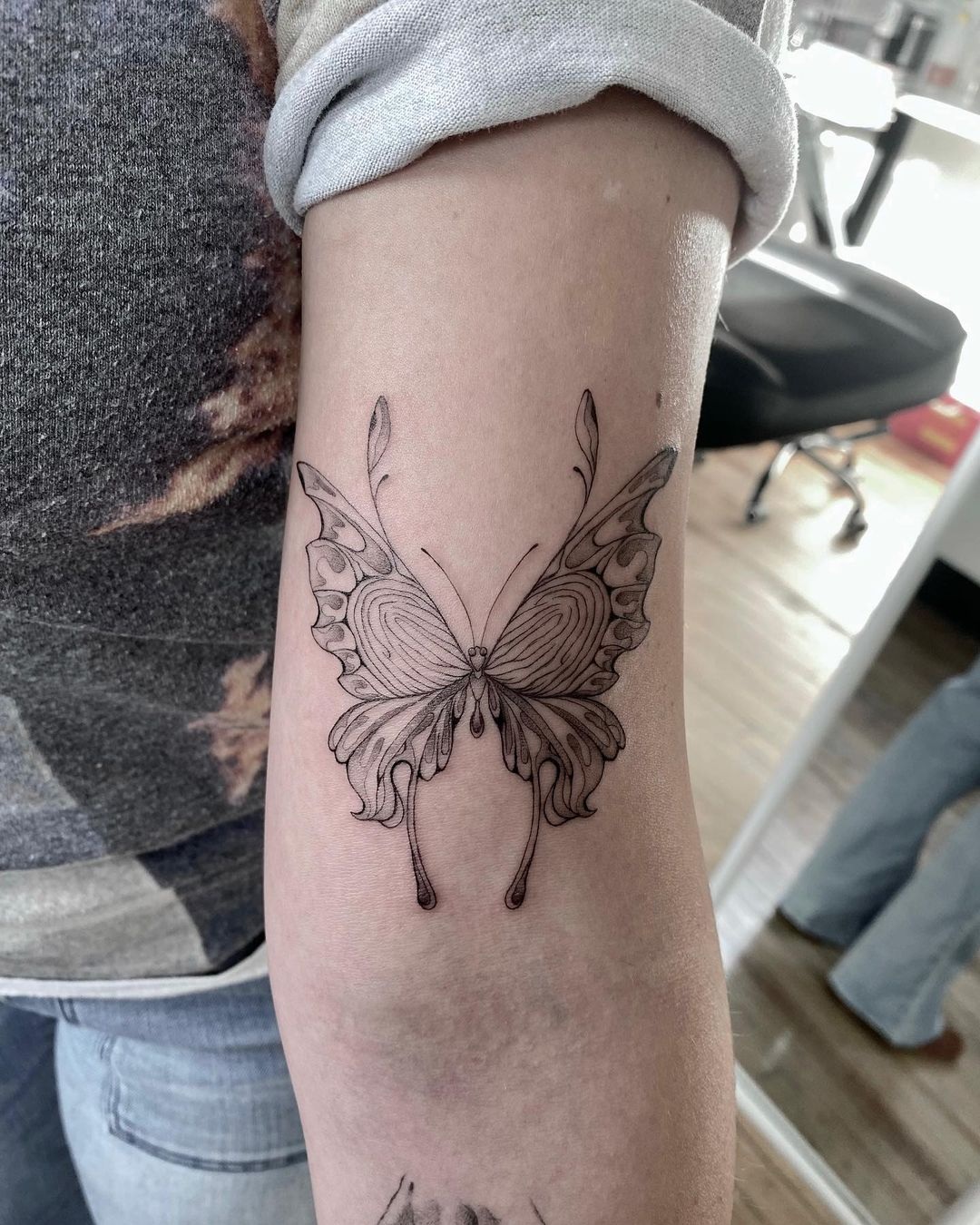 Butterfly Forearm Asian Tattoo