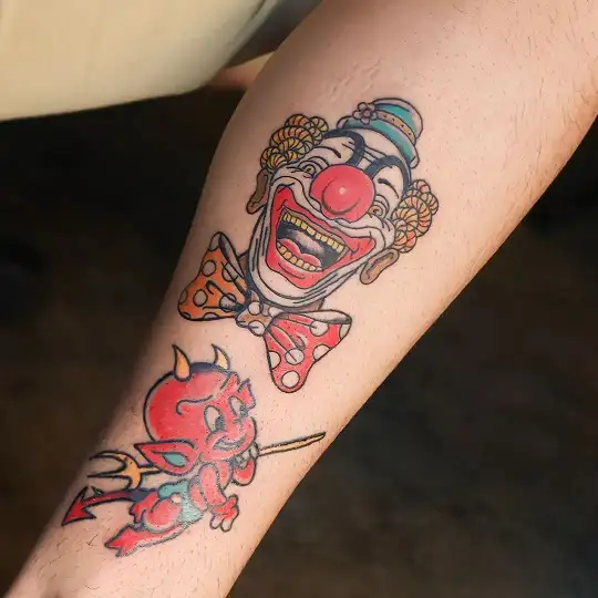 Happy with my Sad Clown Tattoo done by George Miller Platinum Ink Austin  TX  rtattoos