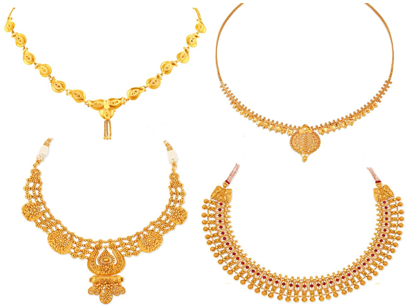 Light Weight Gold Necklace - Indian Jewellery Designs