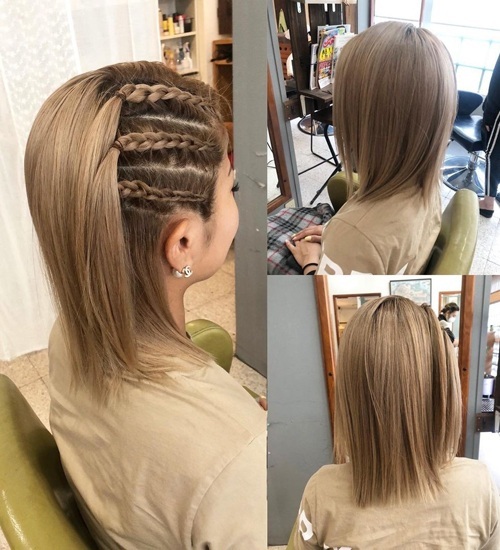 Sided Braided Hairstyle with Half Hair Down