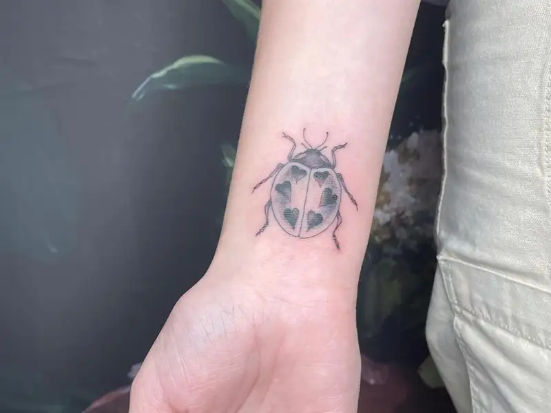 Foot Diamond Ladybug Tattoo by Skin Deep Art