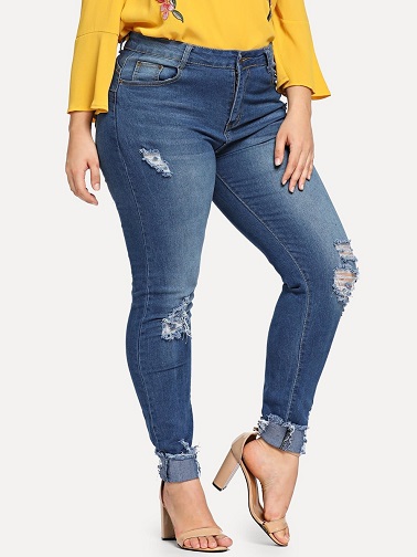 Plus Size Distressed Jeans