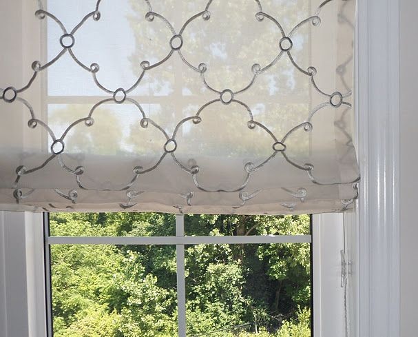 Grey, W/L:45cm x 140cm SIMPVALE Roman Blind Liftable Transparent Voile Window Curtain with Tassel for Kitchen Bathroom Balcony 