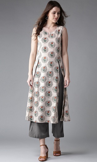 Very Beautiful V neck Western outfits long kurti/Top,Long Dress,gown type  48 + length. Heavy Crepe material.