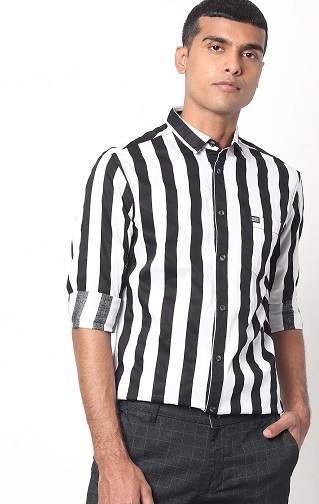 Black And White Vertical Striped Men’s Shirt
