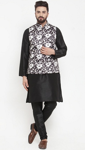 Black Kurta Pajama With Nehru Jacket