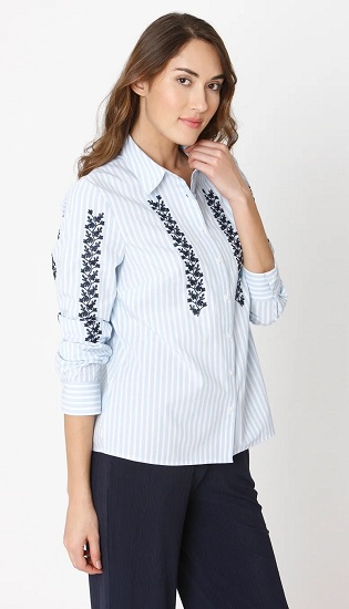 Embroidered Striped Shirt