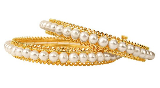 Gold Plated Pearl Bangles