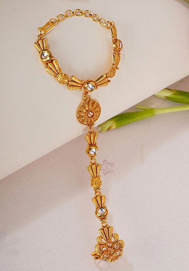 Gold Plated Ring Bracelet Chain