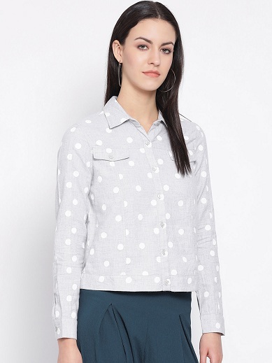 Grey Polka Dot Short Shirt
