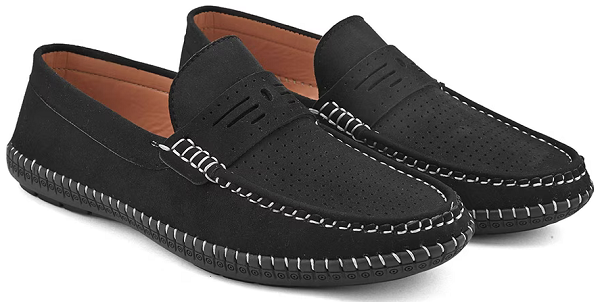Leather And Synthetic Suede Loafers