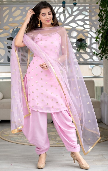Pink Readymade Punjabi Salwar Suit