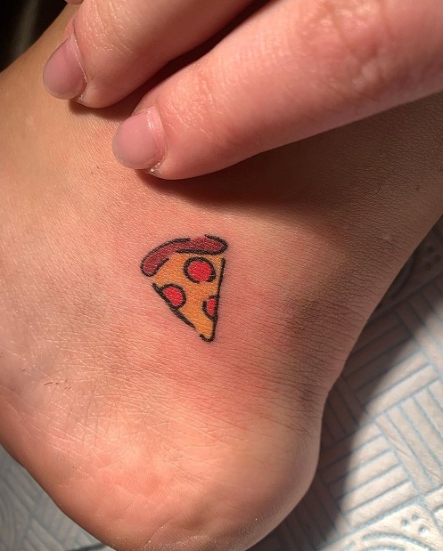 Pizza Tattoo On The Ankle