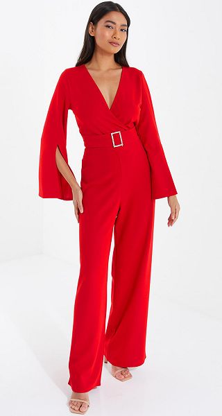 Red Long Sleeve Jumpsuit