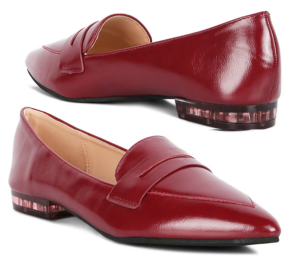 Shining Red Heeled Loafers