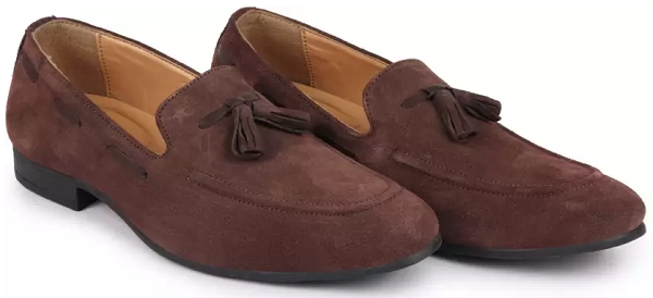 Tonal Stitched Upper Suede Loafers