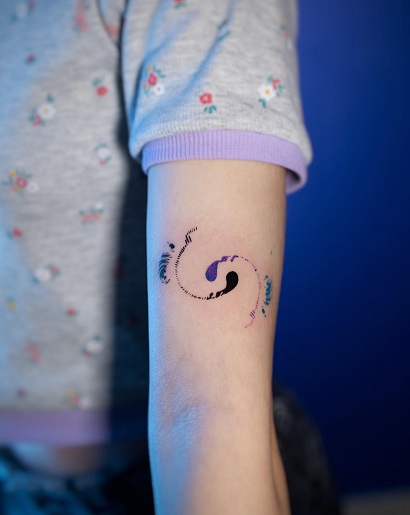 Yin Yang Watercolour Tattoo