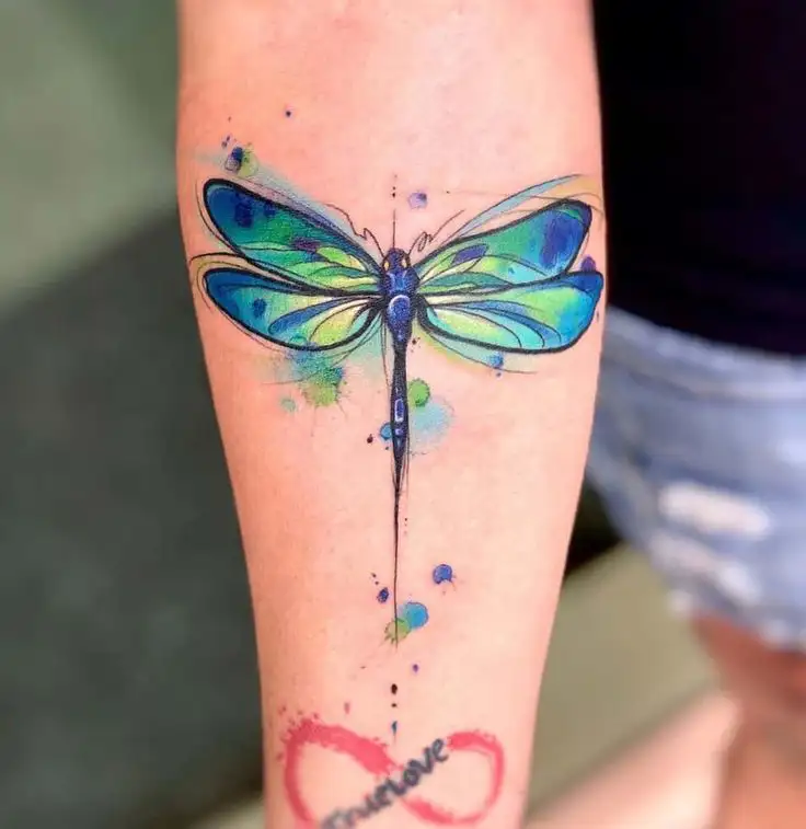 Nice Flowers And Dragonfly Tattoo Design