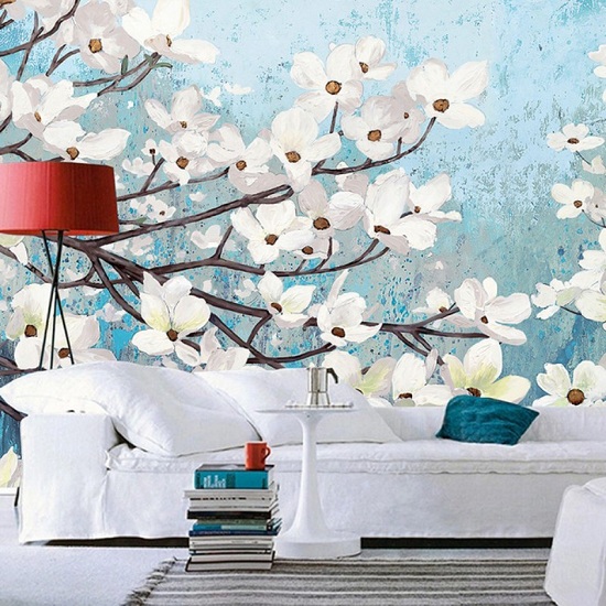 Floral Wallpaper For Drawing Room Wall