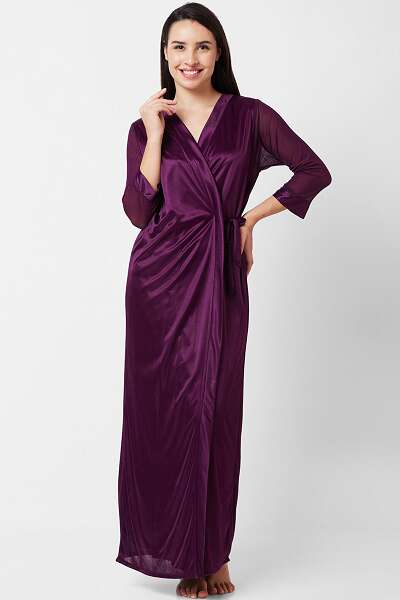 Purple Long Satin Nightdress