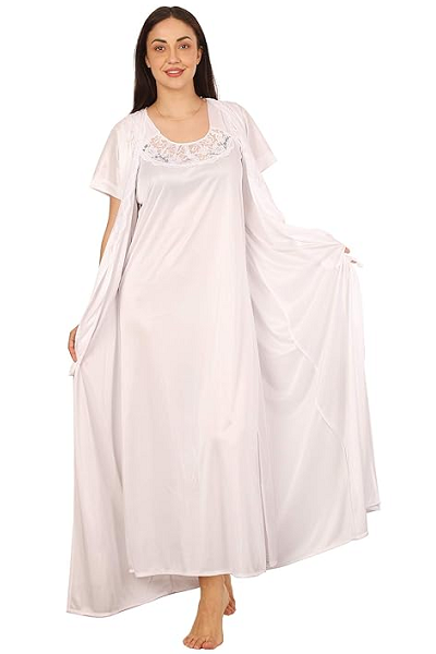 White Satin Nightgown For Girls