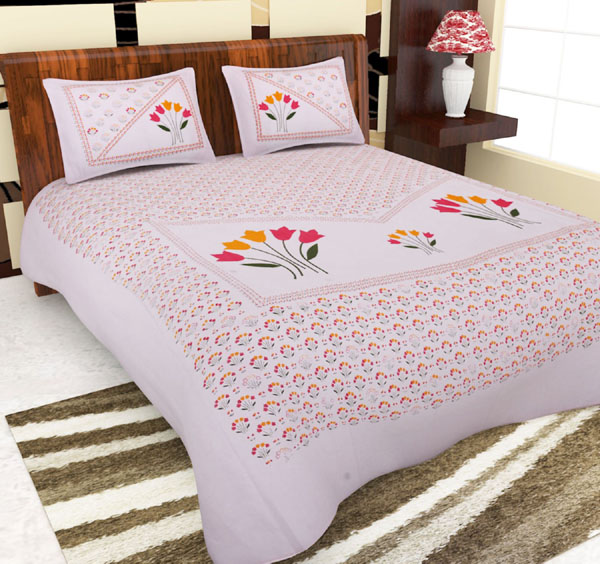 White Satin Embroidered Bedsheets