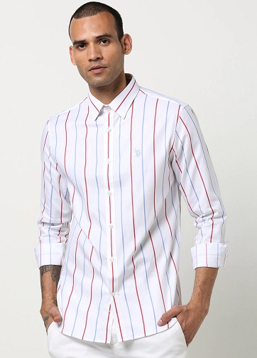 Fashion Shirts Stripe Shirts Opus Stripe Shirt natural white-light grey striped pattern casual look 