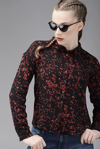 Black and Red Printed Shirt