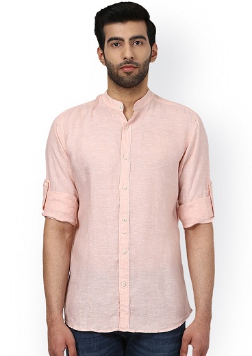 Linen Casual Shirt with Chinese Collar