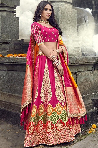 Glossy Pink Color Soft Net Base Sequins Lehenga Choli For Party