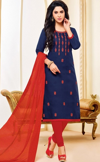 Red And Blue Salwar Suit