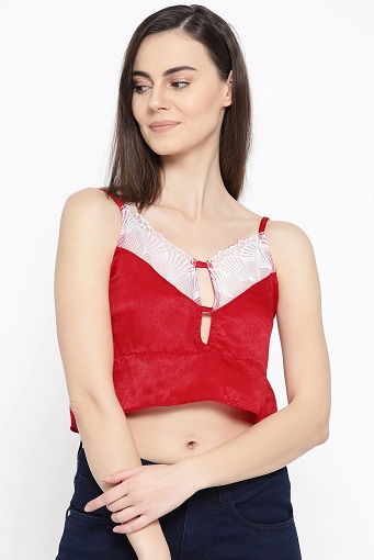 Satin Bralette Tops with Keyhole Neck