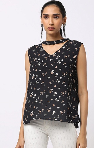 Kanpola Plus Size Vest Tag S/UK 6, B-Black Womens Casual Sleeveless Floral Printed Tank Top Shirt Summer Cami Tops Blouse