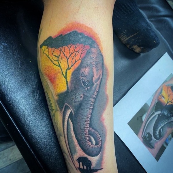 Indian elephant tattoo  Tattoogridnet
