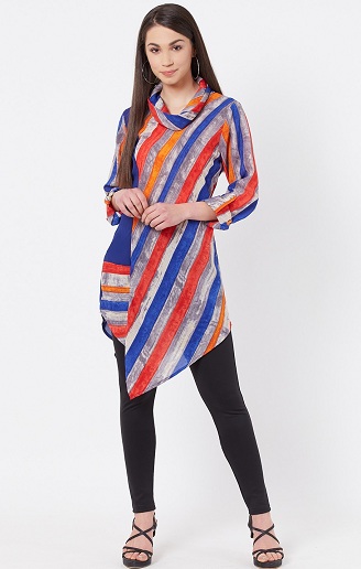 Cowl Neck Tunic with Long Sleeves