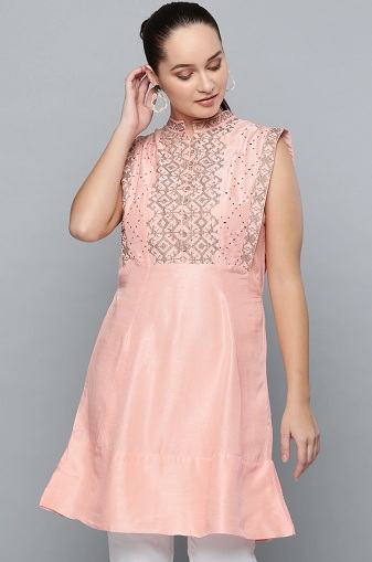 Designer Embroidered Sleeveless Tunic Top