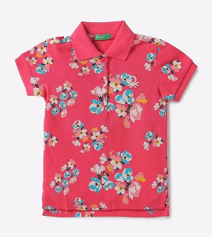 Floral Polo Collar T-Shirt