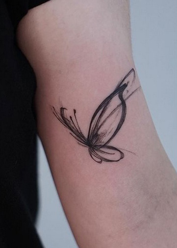 Modern Half Butterfly Tattoo On The Arm