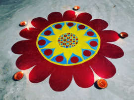 9 Different Oil Paint Rangoli Designs with Images!