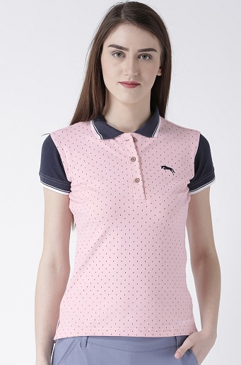 Polka Dot Pink T-Shirt with Collar