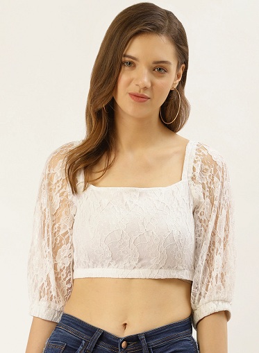 White Embroidered Lace Top
