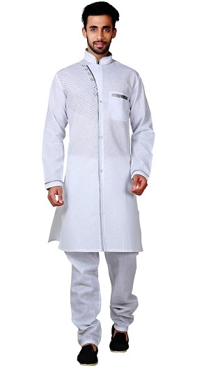 White Fancy Pathani Kurta Pajama