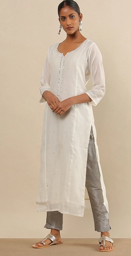 Jaipur Kurti Kurtas  Buy Jaipur Kurti Women Off White Embroidered Rayon  Kurta Online  Nykaa Fashion