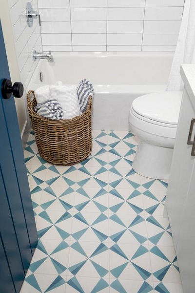 Geometric Bathroom Floor Tiles
