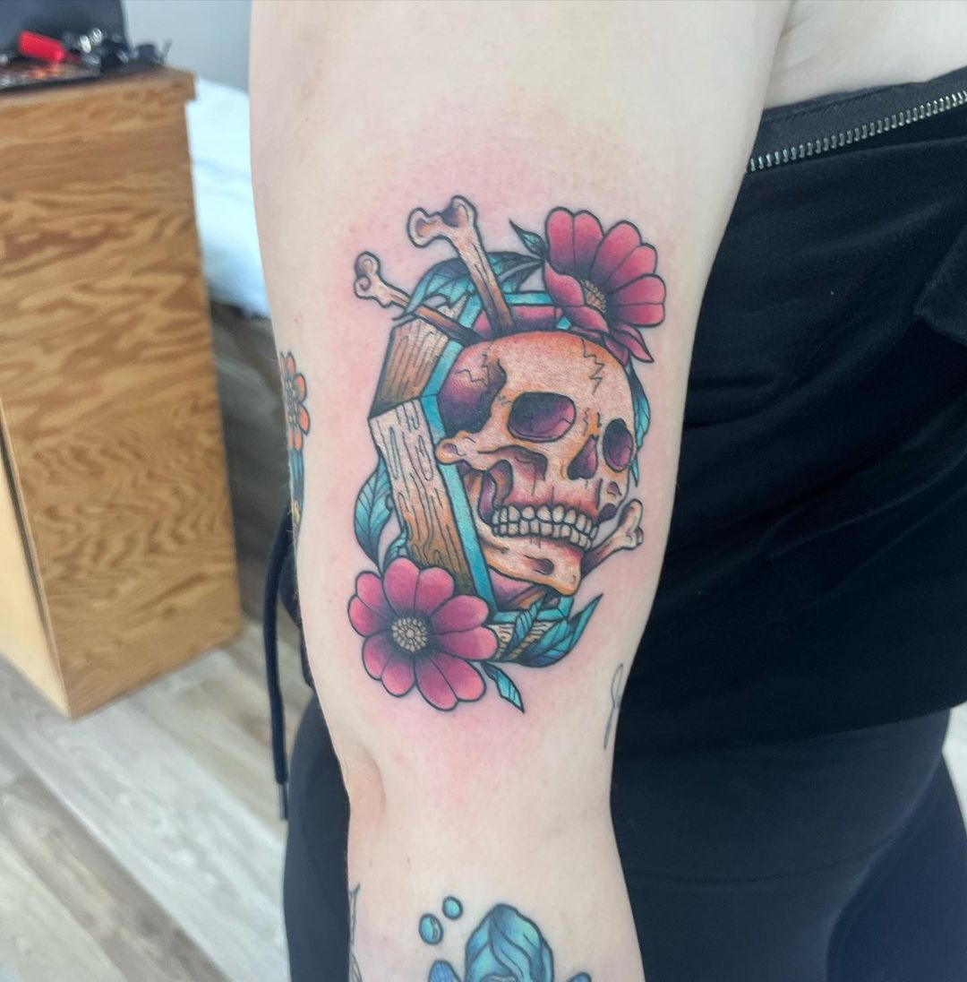 Anchored Skull Amidst Blooms