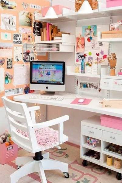 Colorful Small Office Setup At Home