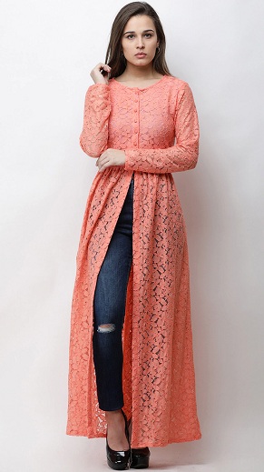 Coral Pink Lace Tunic