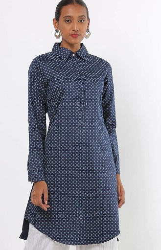 Fabindia Kurtis : Buy Fabindia Navy Blue Cotton Straight Slim Fit Short  Kurti Online | Nykaa Fashion